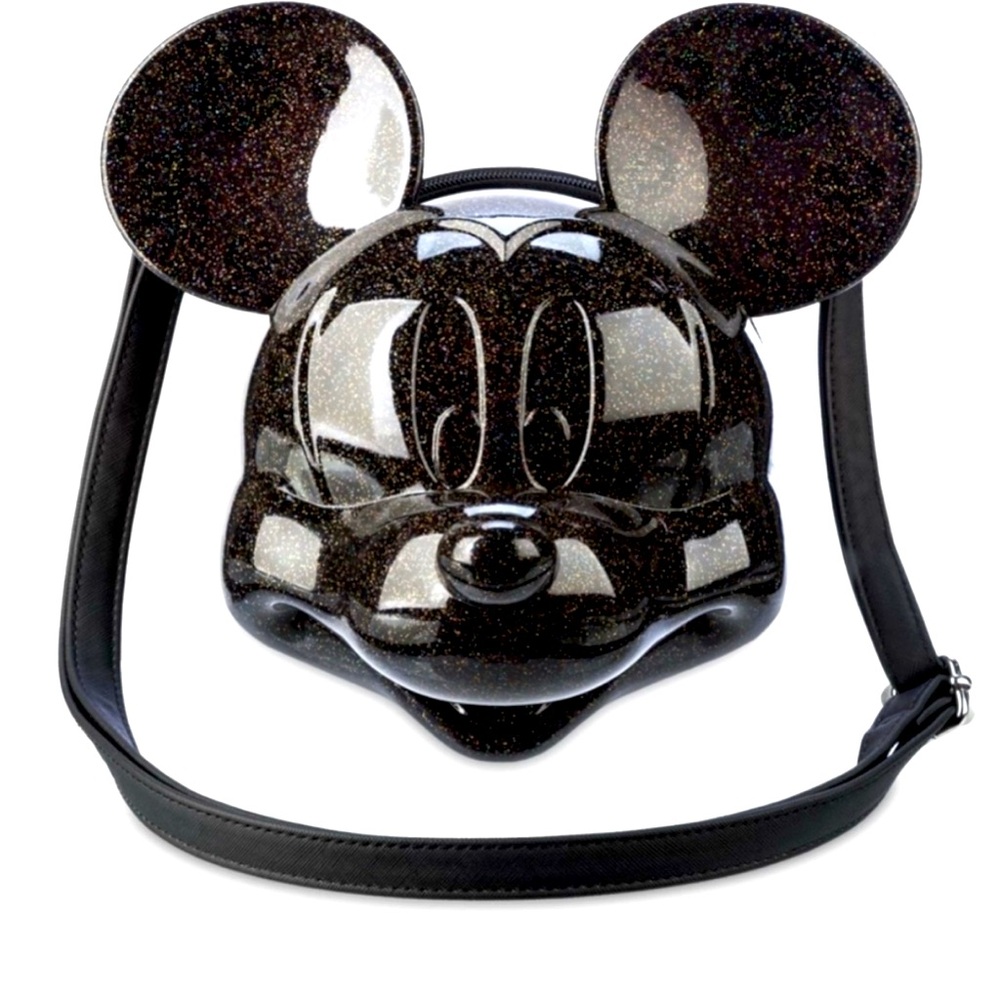 Mickey Mouse molded Loungefly Black Sparkle bag purse. New in original packaging
